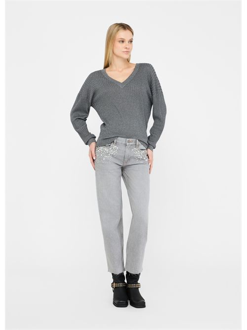 Maglia con scollo a V LIU JO | MF5390MS46J/04020